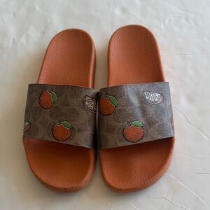 Coach Signature Orange Slides Size 7
